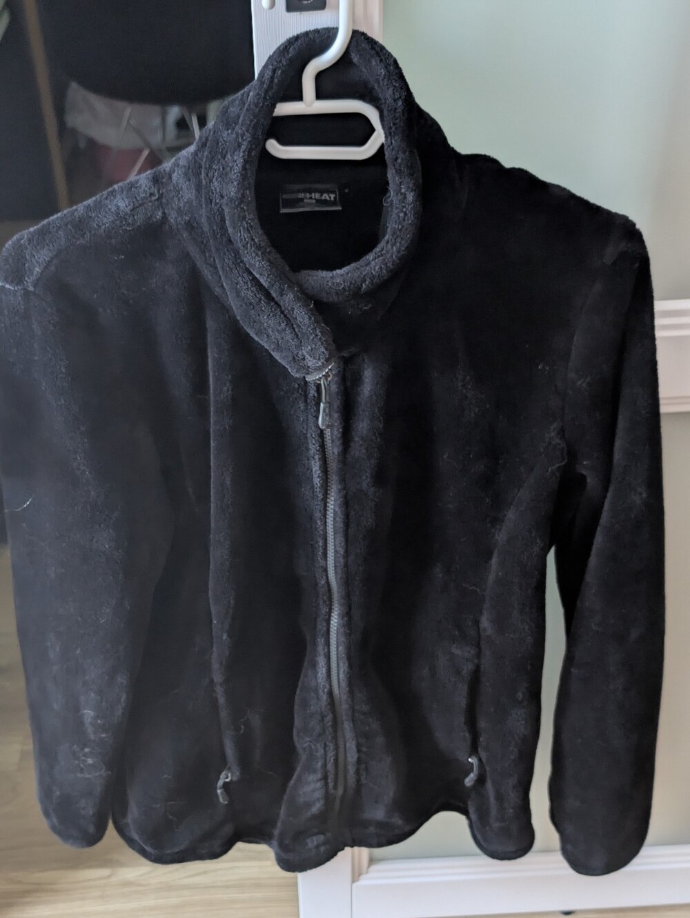 32 Degrees Black Full-Zip Fleece Sweater